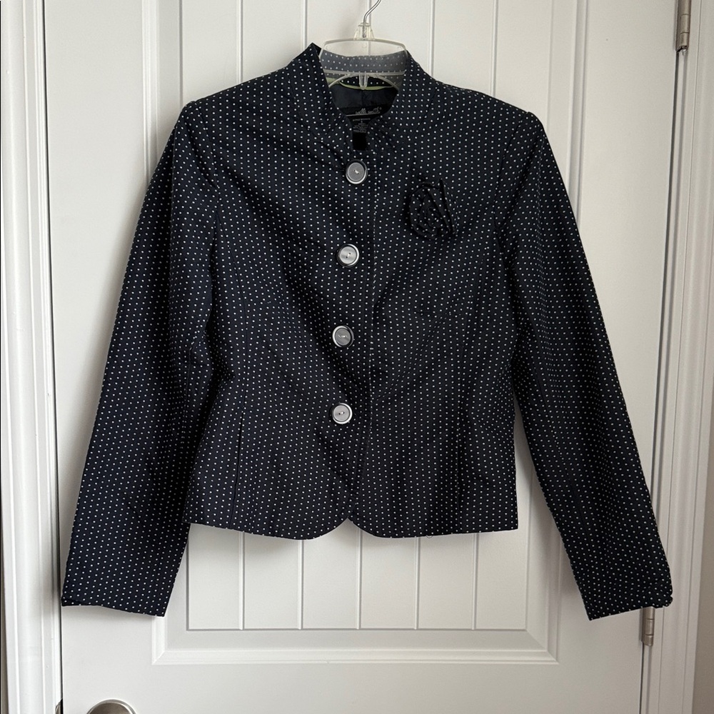 Willi Smith Black and White Polka Dot Blazer